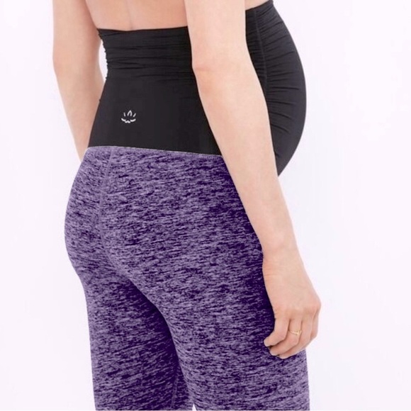 Beyond the Bump | Maternity Space Dye Purple & Pink Mesh Leggings Medium Yoga - Picture 1 of 11